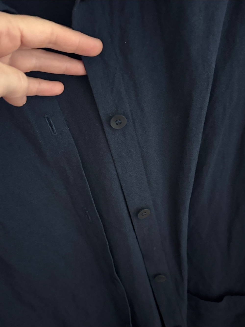 Eileen Fisher Linen Rayon Shirt Jacket Navy Blue Made in USA Italian Fabric M - Picture 6 of 7